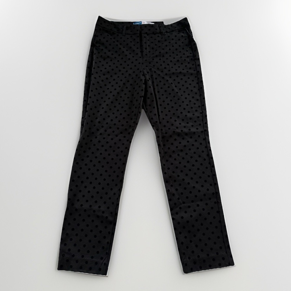 NWT Pixie High Waisted Skinny Ankle Pants Old Navy Womens 10 Black Polka Dot New
